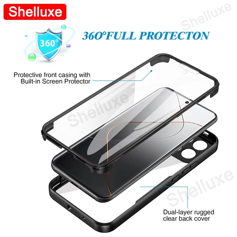 📱Shelluxe 360° Full-Body Magnetic Phone Case – Dual-Sided Glass Protection