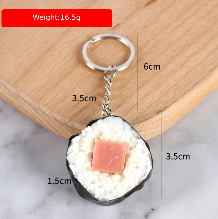 π£ Japanese Fake Salmon Sushi Roll Keychain β Tasty-Looking Fun! π₯’π