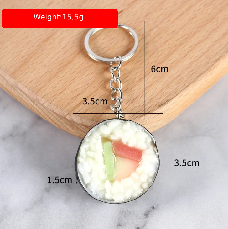π£ Japanese Fake Salmon Sushi Roll Keychain β Tasty-Looking Fun! π₯’π