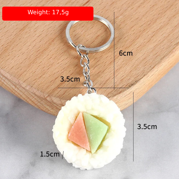 π£ Japanese Fake Salmon Sushi Roll Keychain β Tasty-Looking Fun! π₯’π