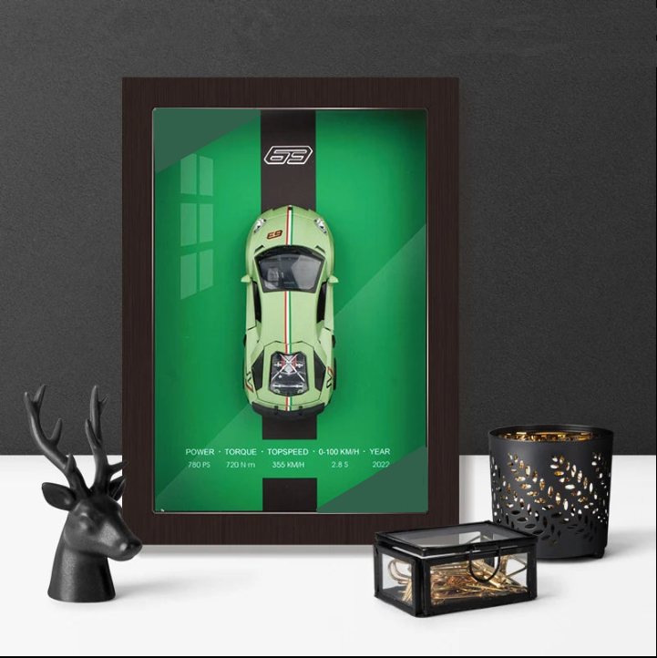 ๐ผ๏ธ 1:32 Framed 3D Sports Car Model โ Metal Racing Art for Display & Gifts ๐