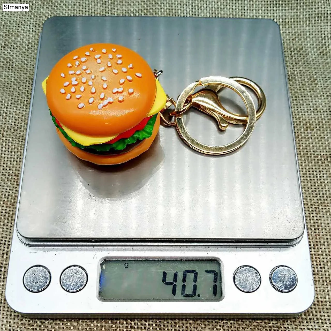 Cheesy Charm Burger Keychain