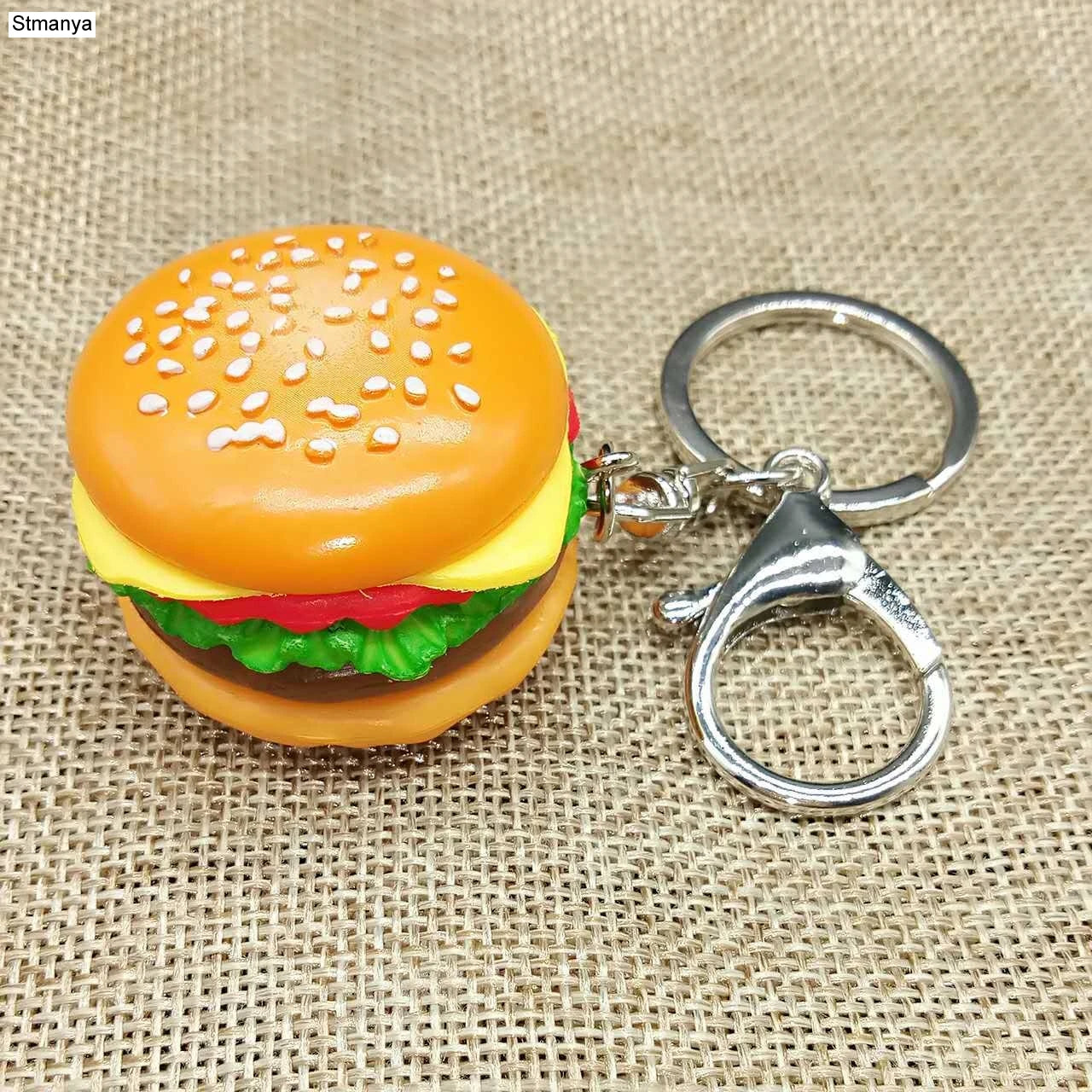 Cheesy Charm Burger Keychain