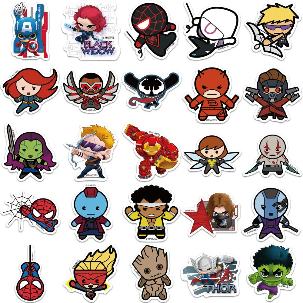 🦸‍♂️ Superhero Squad Sticker Pack – 50pcs of Chibi Hero Power! ⚡🕷