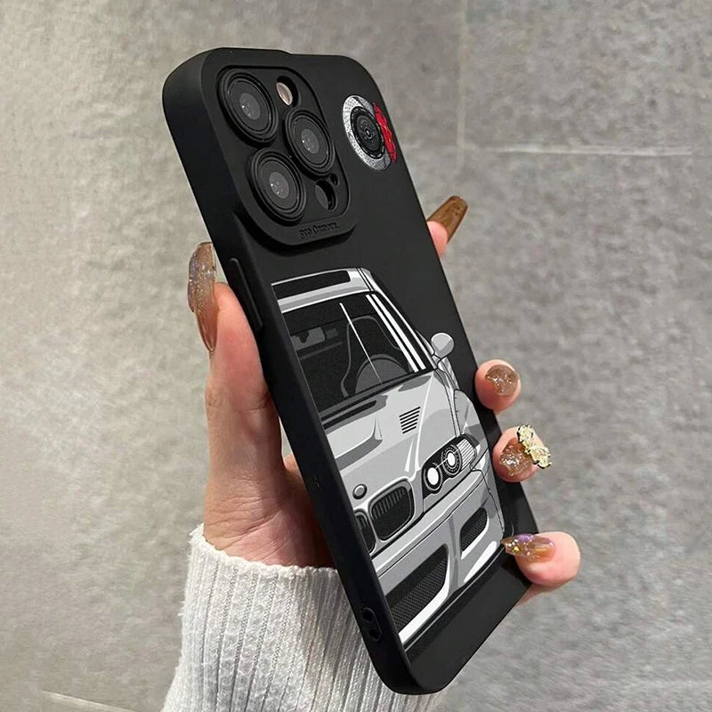 Car-Themed Matte Phone Case – Stylish & Protective