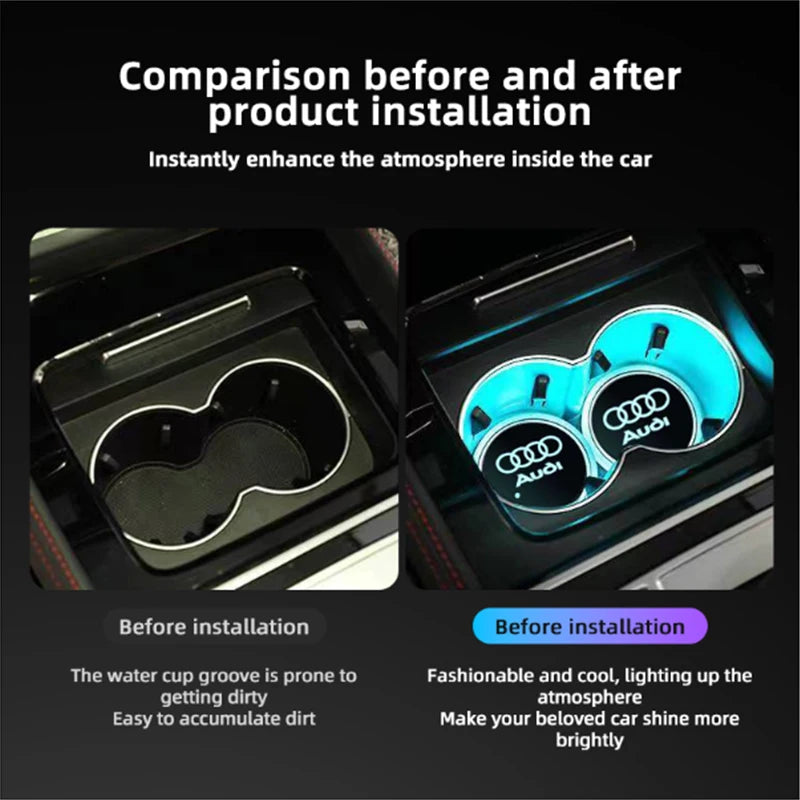 LED Luminous Car Cup Holder Coasters – Audi Edition