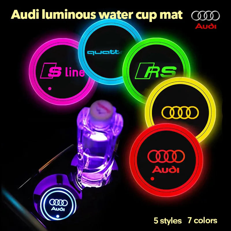 LED Luminous Car Cup Holder Coasters – Audi Edition