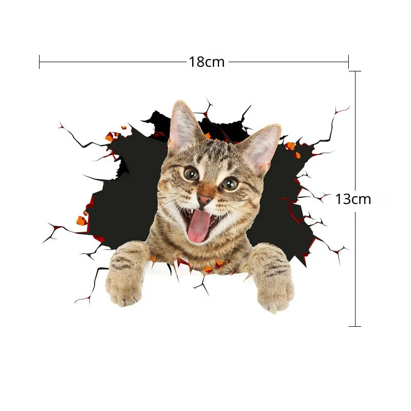 😺 3D Cat Car Sticker – Realistic Peeking Kitty Decal 🐾🚘