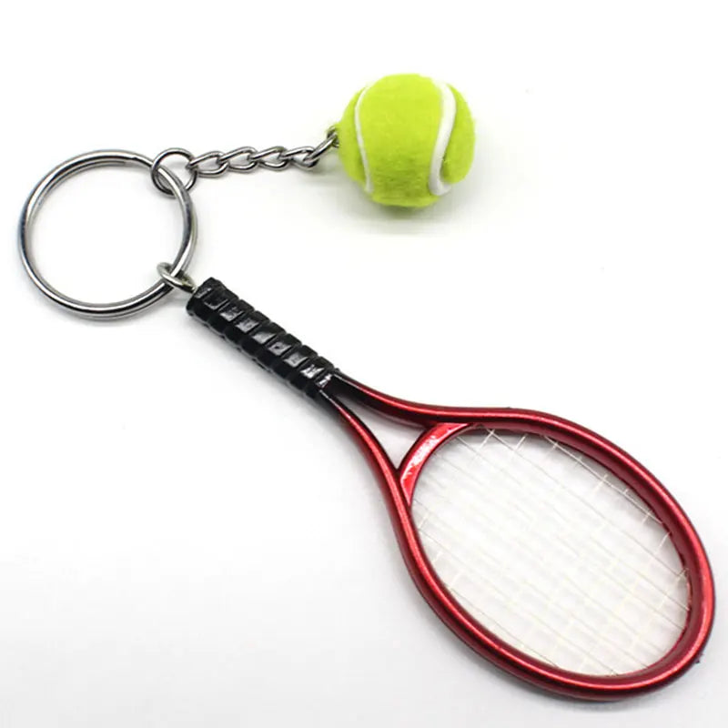 Mini Tennis Racket Keychain with Ball