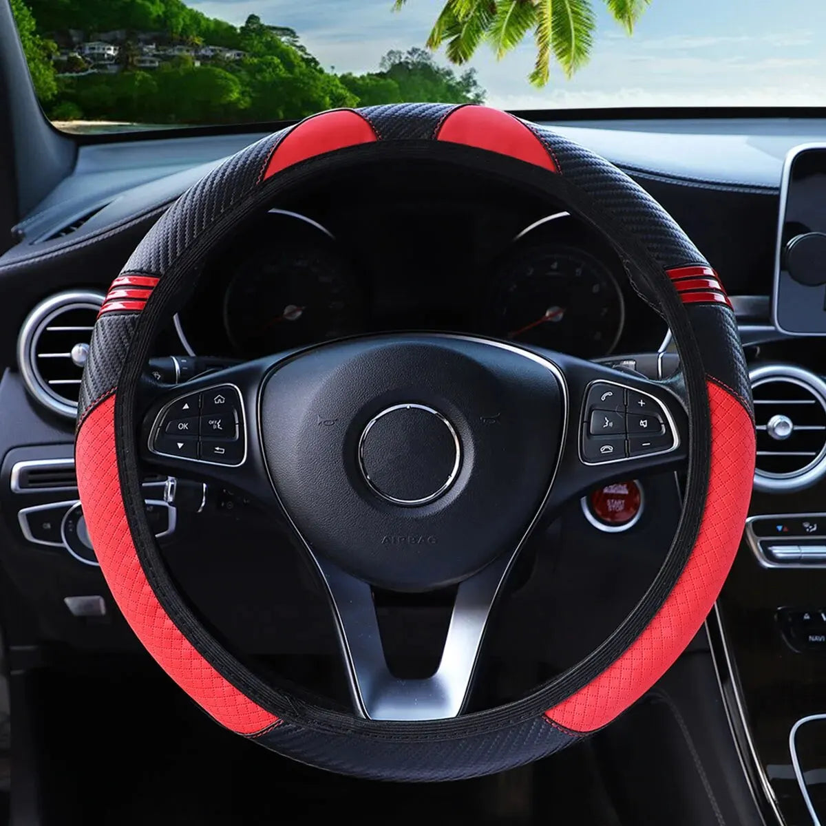 Carbon Fiber Sport Steering Wheel Cover
