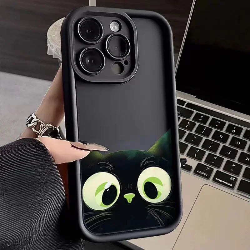 Cute Cartoon Black Cat iPhone Case