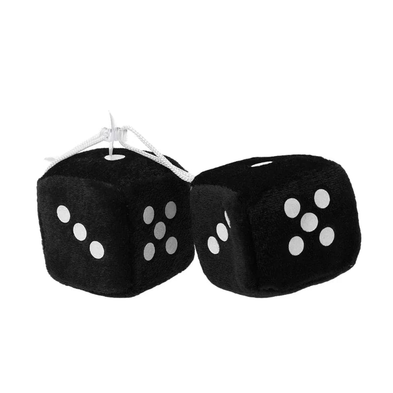 Fuzzy Hanging Dice for Car Interior – Retro Rearview Mirror Decoration 🎲
