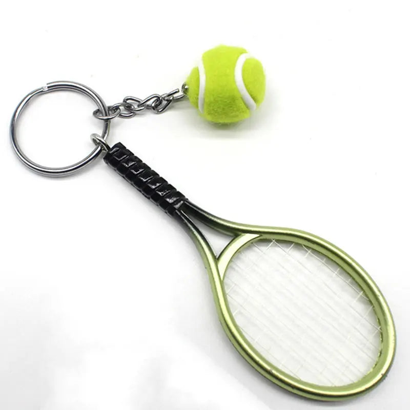 Mini Tennis Racket Keychain with Ball