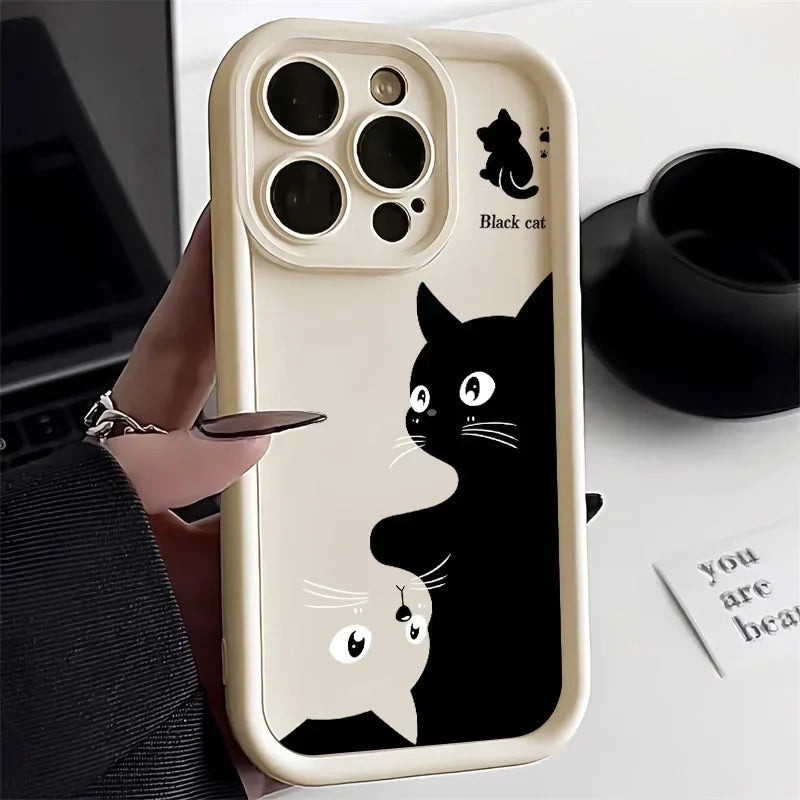 Cute Cartoon Black Cat iPhone Case