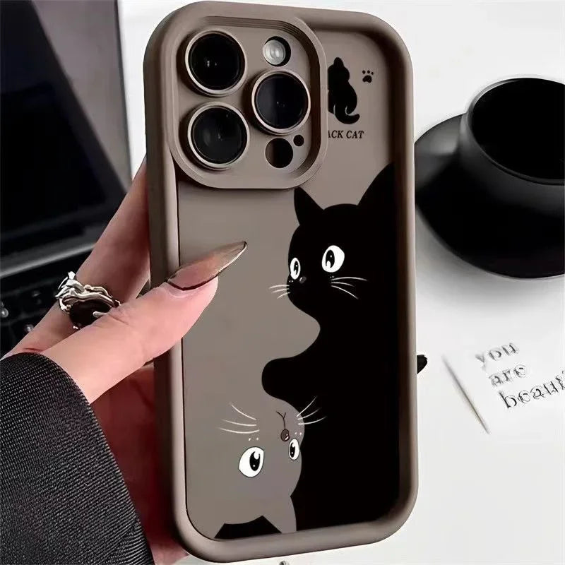 Cute Cartoon Black Cat iPhone Case