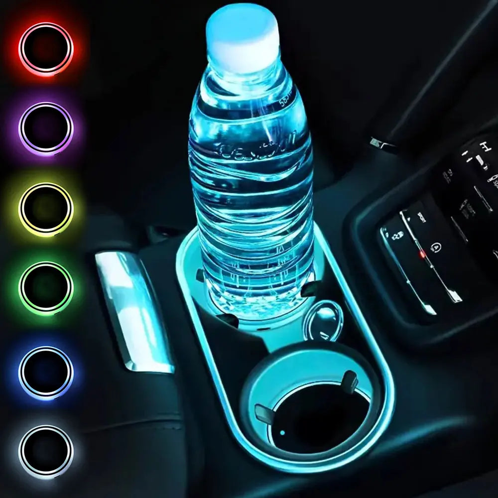 🚗 LED Car Cup Holder Coaster – Cool White Glow for Your Ride 💡  Description: