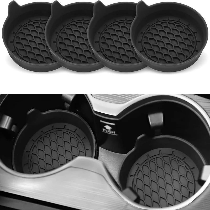 🛻 Car Cup Holder Coasters – Anti-Slip Silicone Mats (Set of 4) 🧼🖤