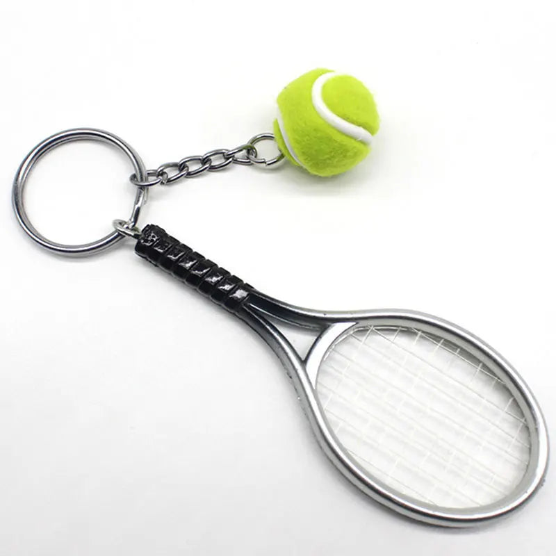 Mini Tennis Racket Keychain with Ball