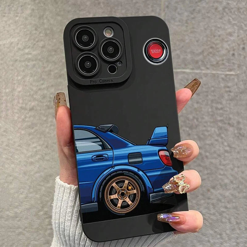 Car-Themed Matte Phone Case – Stylish & Protective