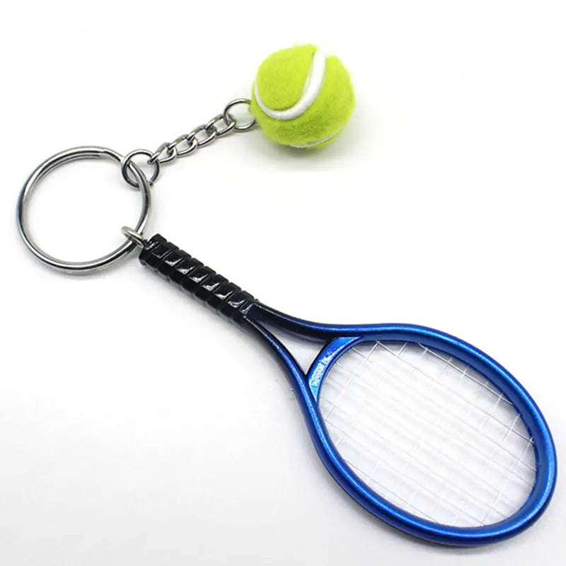 Mini Tennis Racket Keychain with Ball