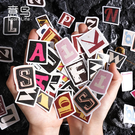 🔠✨ Retro Ransom Letter Alphabet Stickers/46pcs ✨📰