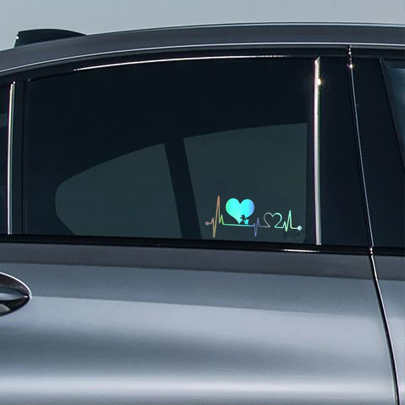 🌈 Colorful Heartbeat Dog Car Sticker – Love for Pets on the Go 🐾💖