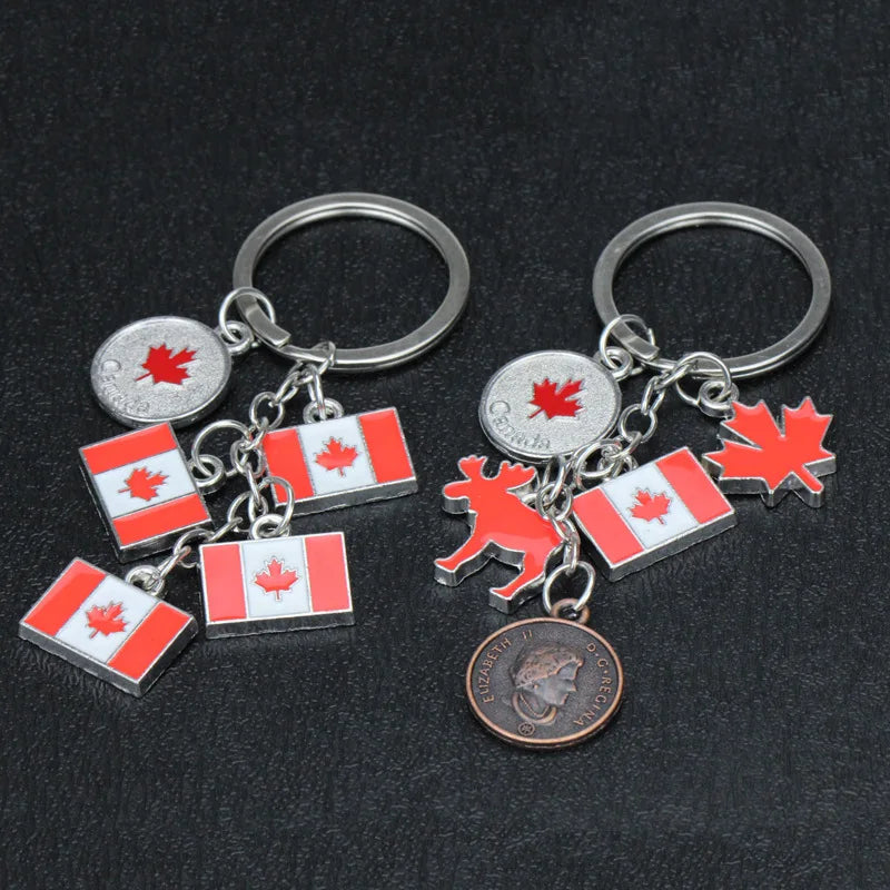 🌍 World Travel Souvenir Keychains – Canada, Germany, Italy