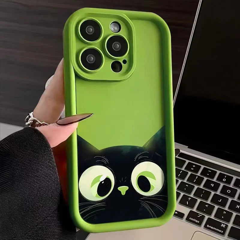 Cute Cartoon Black Cat iPhone Case