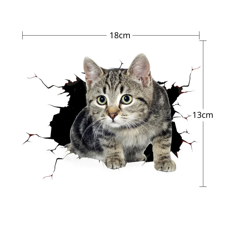 😺 3D Cat Car Sticker – Realistic Peeking Kitty Decal 🐾🚘