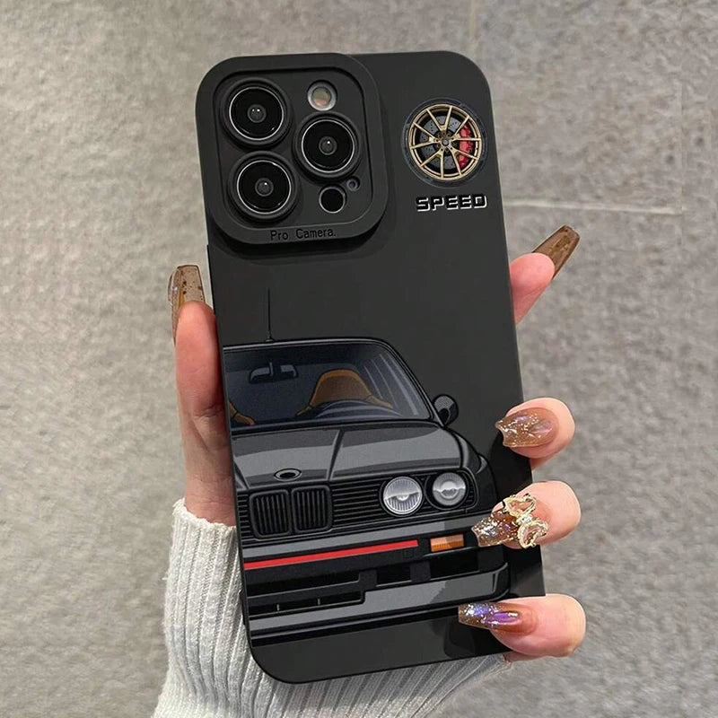 Car-Themed Matte Phone Case – Stylish & Protective