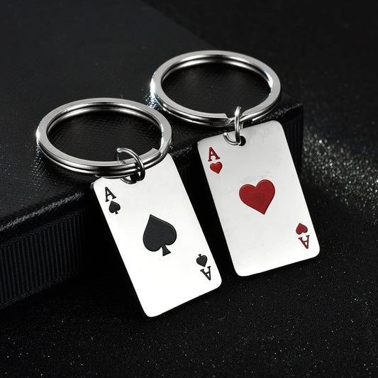 🂡 Ace of Spades & Ace of Hearts Keychain Set – Perfect for Couples! 💕