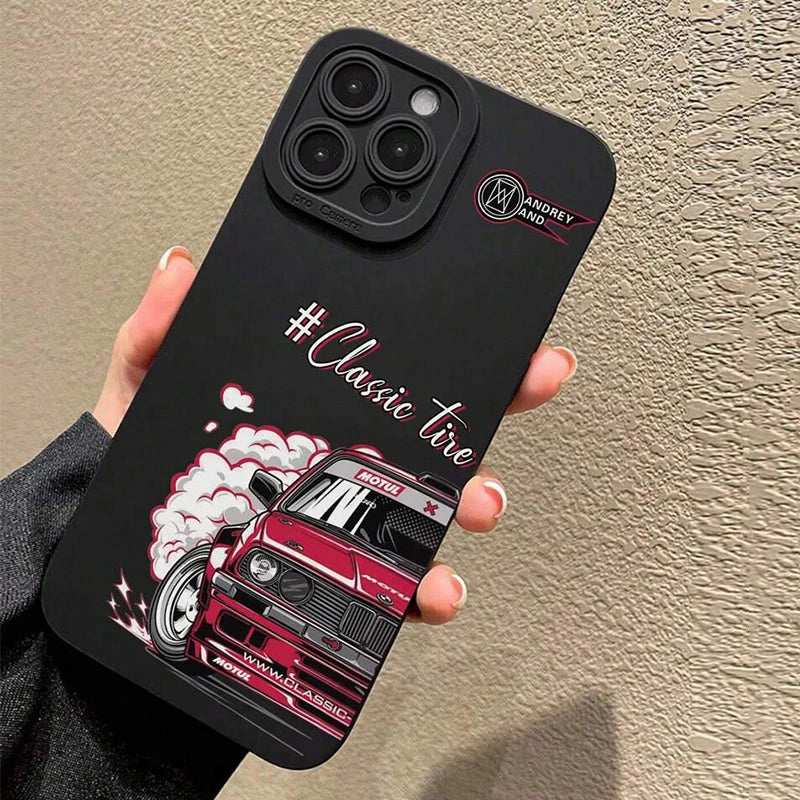 Car-Themed Matte Phone Case – Stylish & Protective