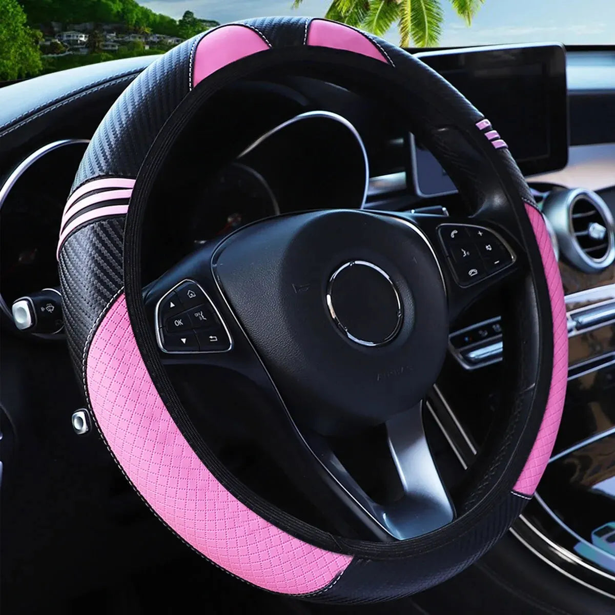 Carbon Fiber Sport Steering Wheel Cover