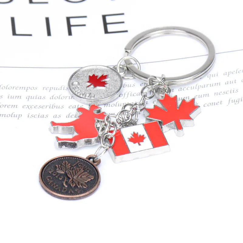 🌍 World Travel Souvenir Keychains – Canada, Germany, Italy