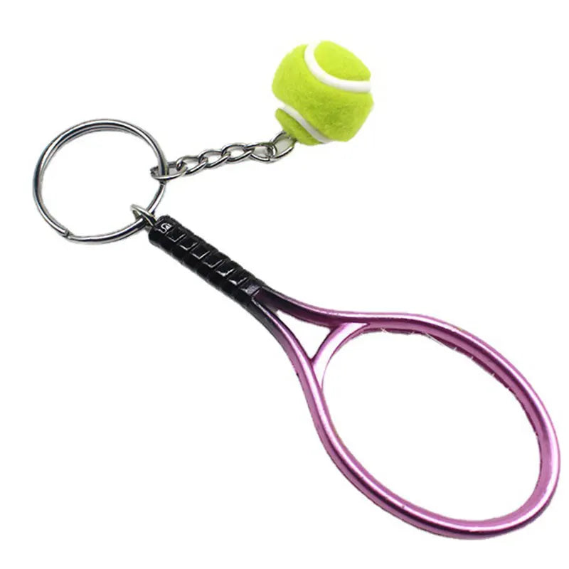 Mini Tennis Racket Keychain with Ball