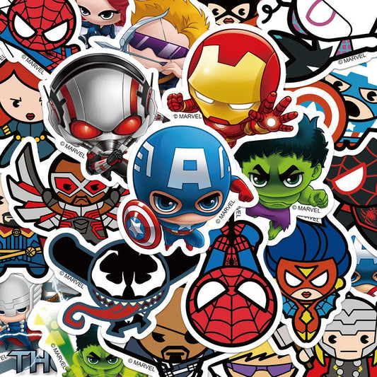 🦸‍♂️ Superhero Squad Sticker Pack – 50pcs of Chibi Hero Power! ⚡🕷