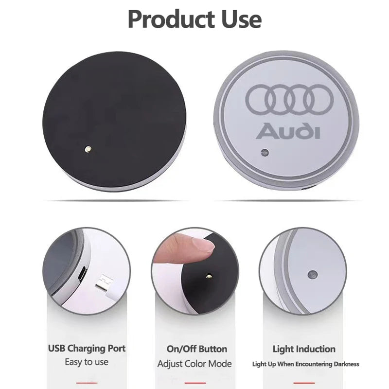 LED Luminous Car Cup Holder Coasters – Audi Edition