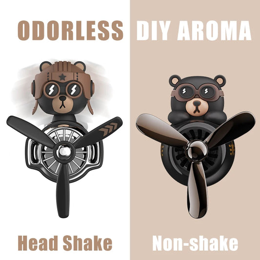 🧸✈️ Cute Bear Car Air Freshener – Propeller Style Vent Clip! 🚗💨