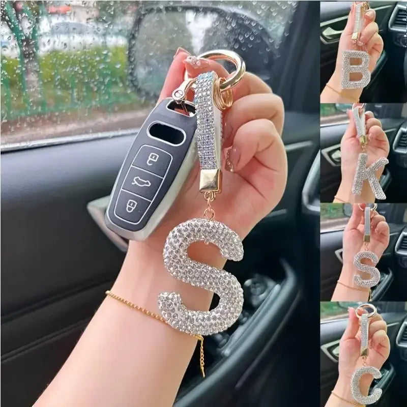 ✨ Sparkling Letter Keychain – Rhinestone Initial Charm ✨