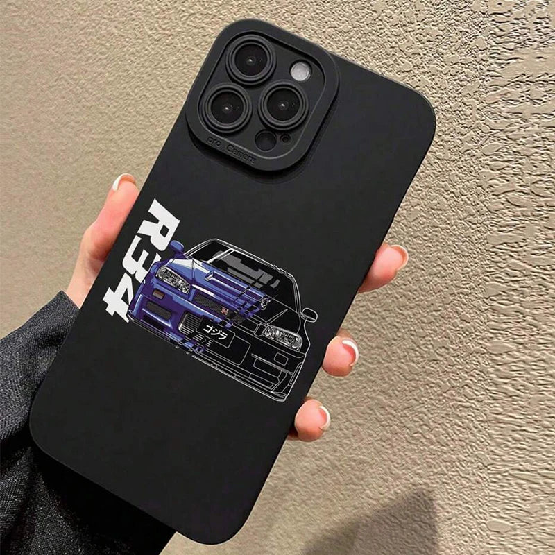 Car-Themed Matte Phone Case – Stylish & Protective