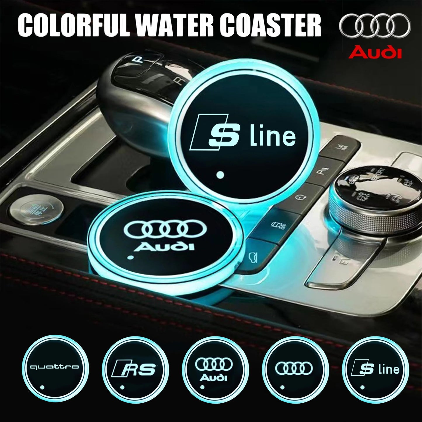 LED Luminous Car Cup Holder Coasters – Audi Edition