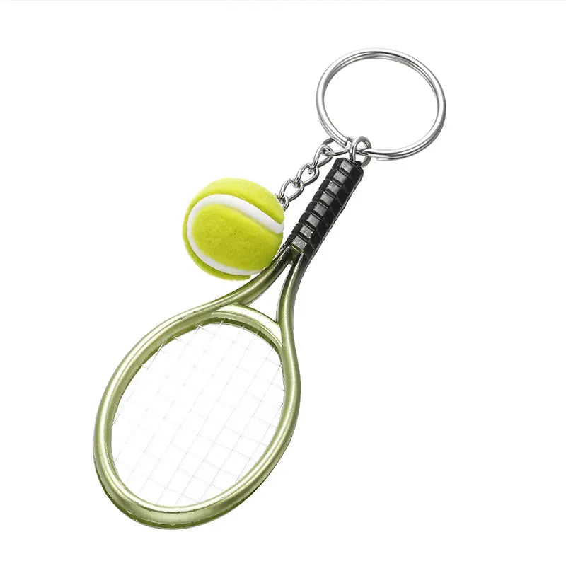 Mini Tennis Racket Keychain with Ball