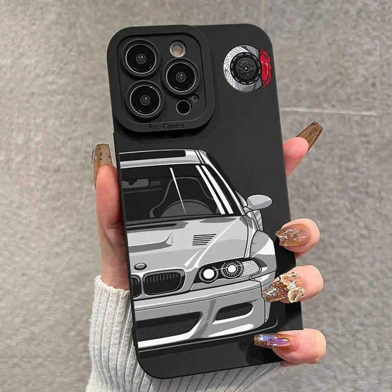 Car-Themed Matte Phone Case – Stylish & Protective