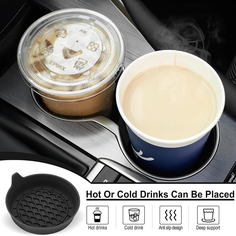 🛻 Car Cup Holder Coasters – Anti-Slip Silicone Mats (Set of 4) 🧼🖤