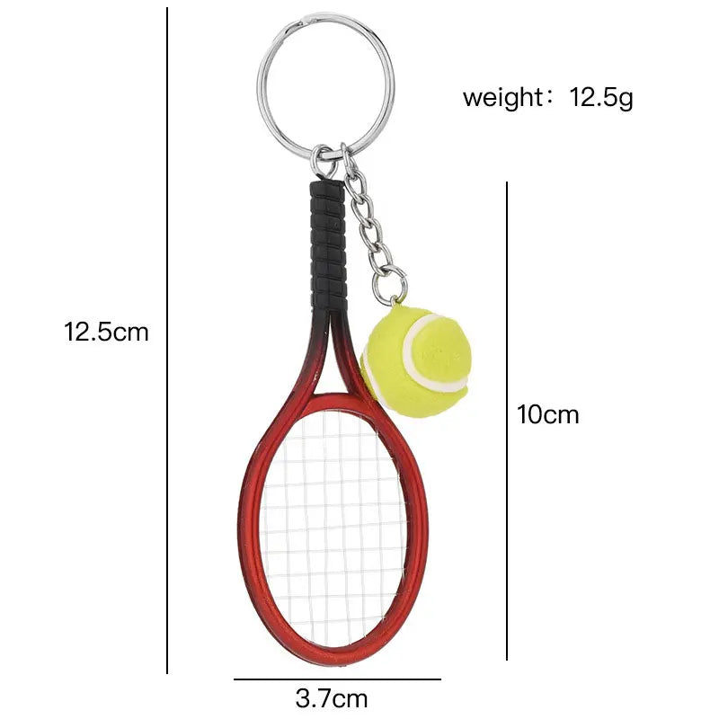 Mini Tennis Racket Keychain with Ball