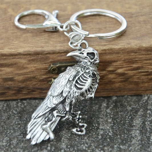 Vintage Crow Charm Keychain
