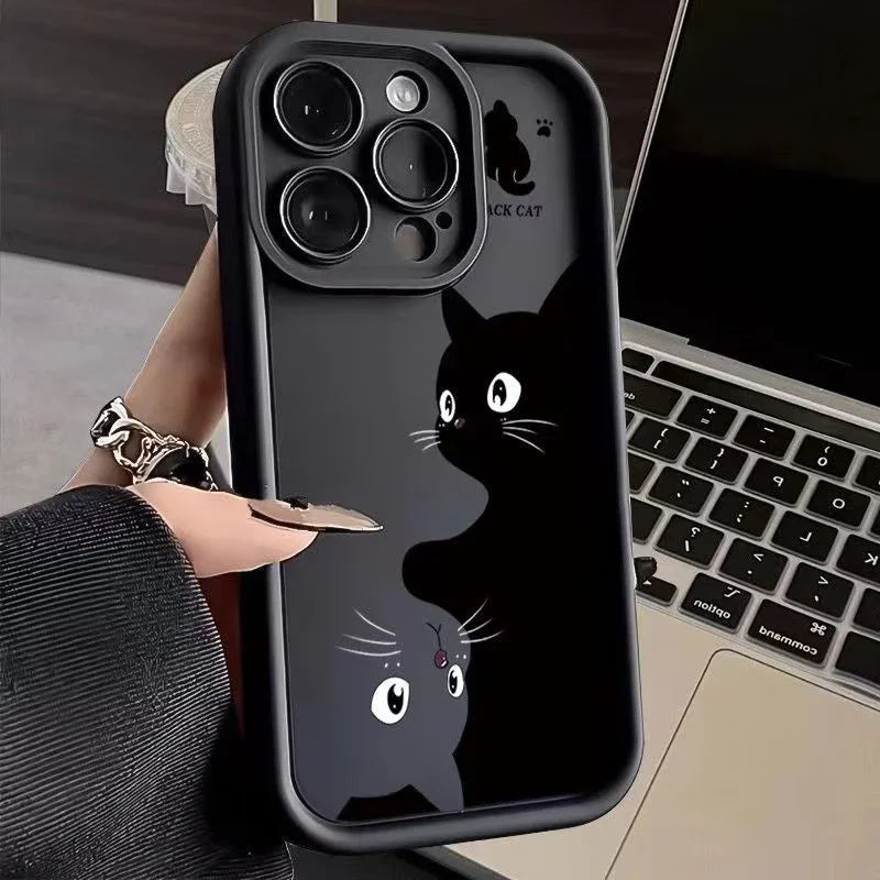 Cute Cartoon Black Cat iPhone Case