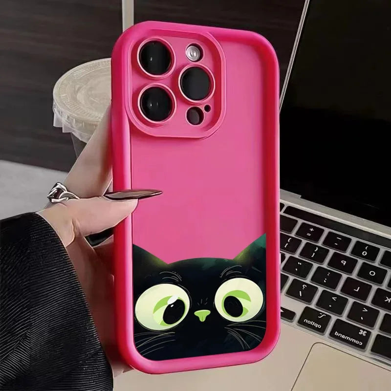 Cute Cartoon Black Cat iPhone Case