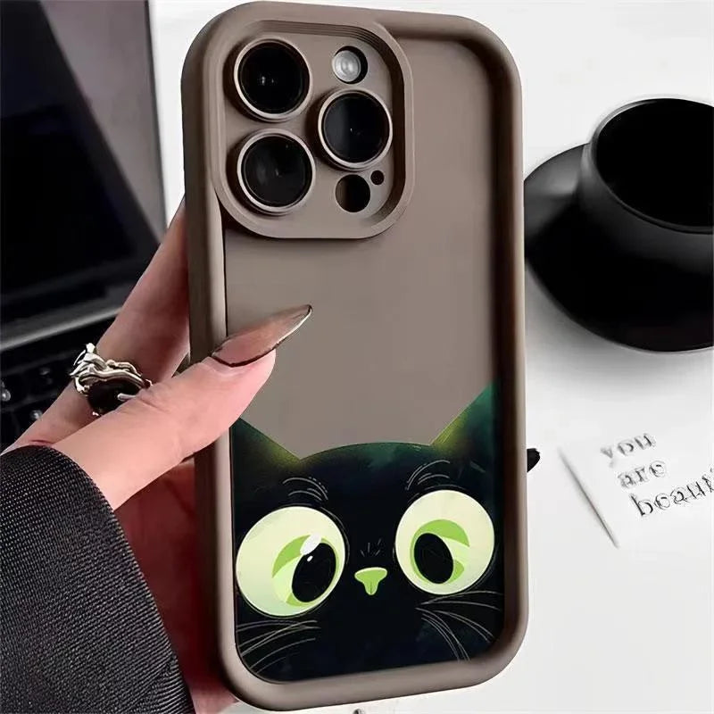 Cute Cartoon Black Cat iPhone Case