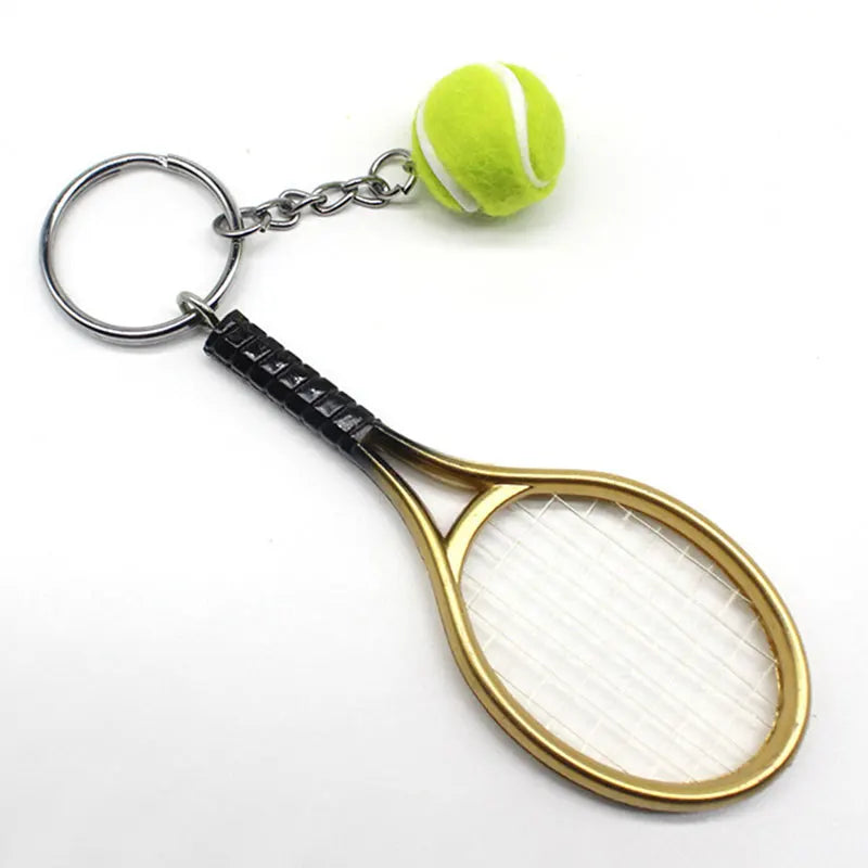 Mini Tennis Racket Keychain with Ball